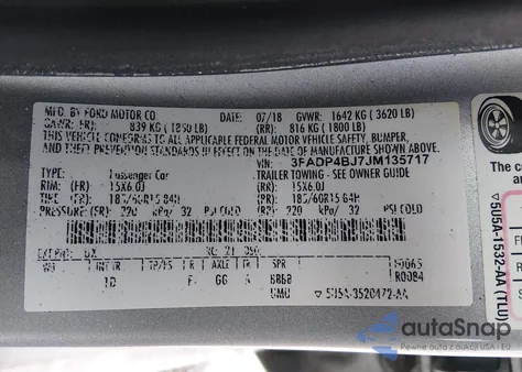 2018 Ford Fiesta Se z USA, uszkodzony, nr VIN 3FADP4BJ7JM135717